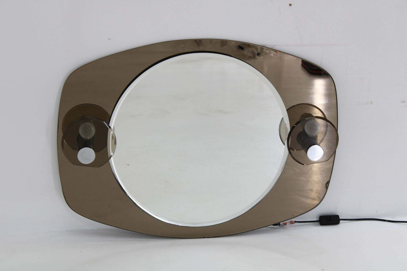 1970s Italian Wall Mirror With Integrated Lights photo Home Decor