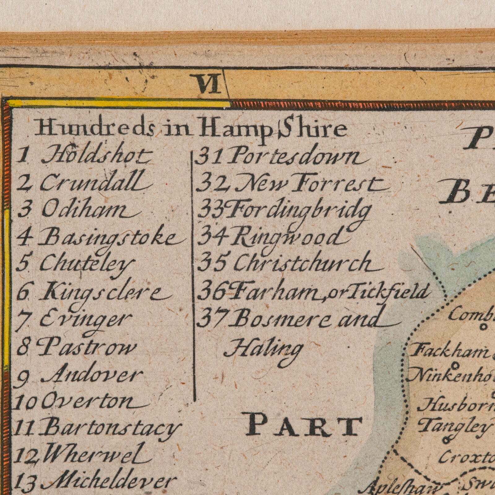 Antique County Map, Hampshire, English, Framed Cartography, Robert Morden, 1700 photo buy
