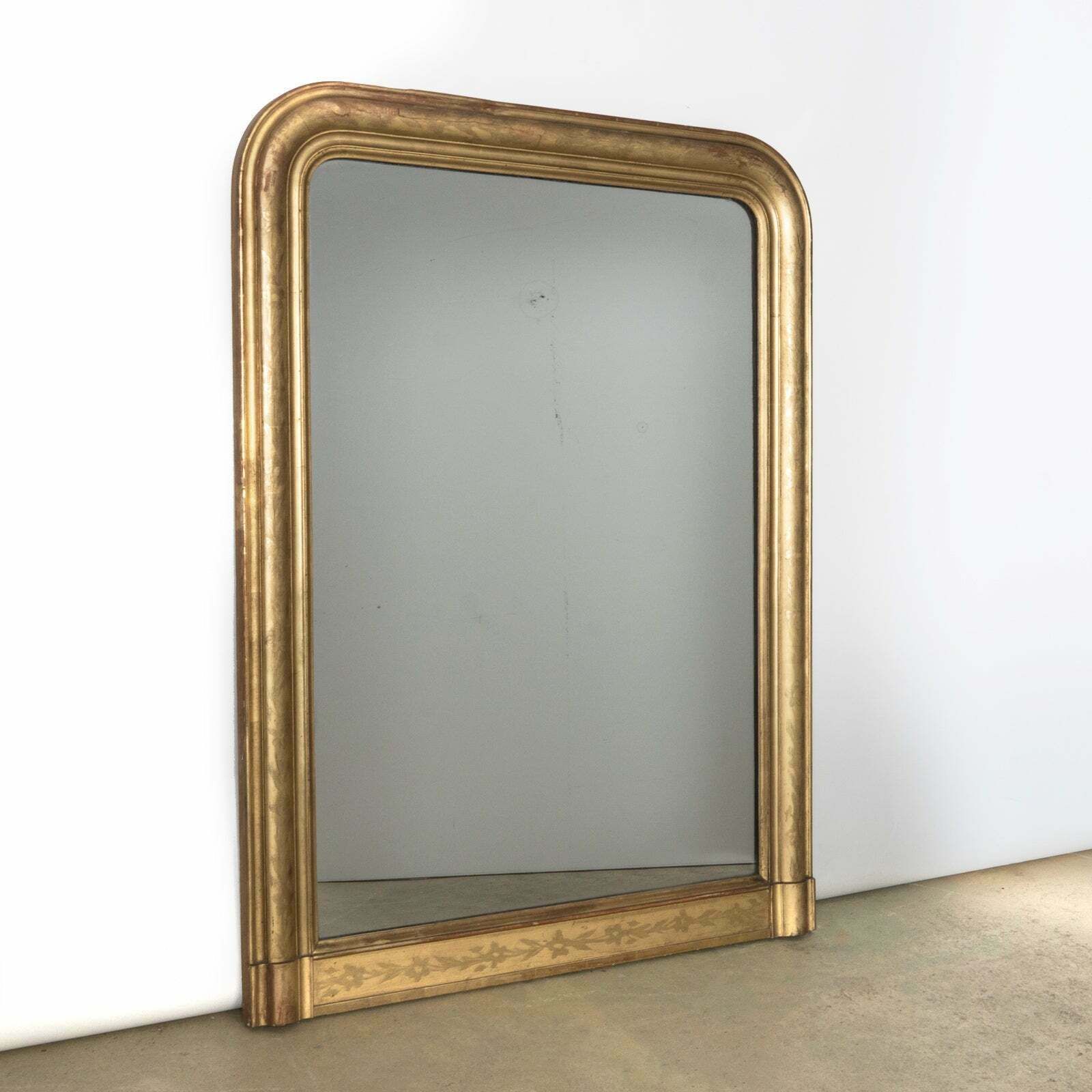 19th Century Antique French Louis Philippe Mirror With Flower Etchings photo furniture