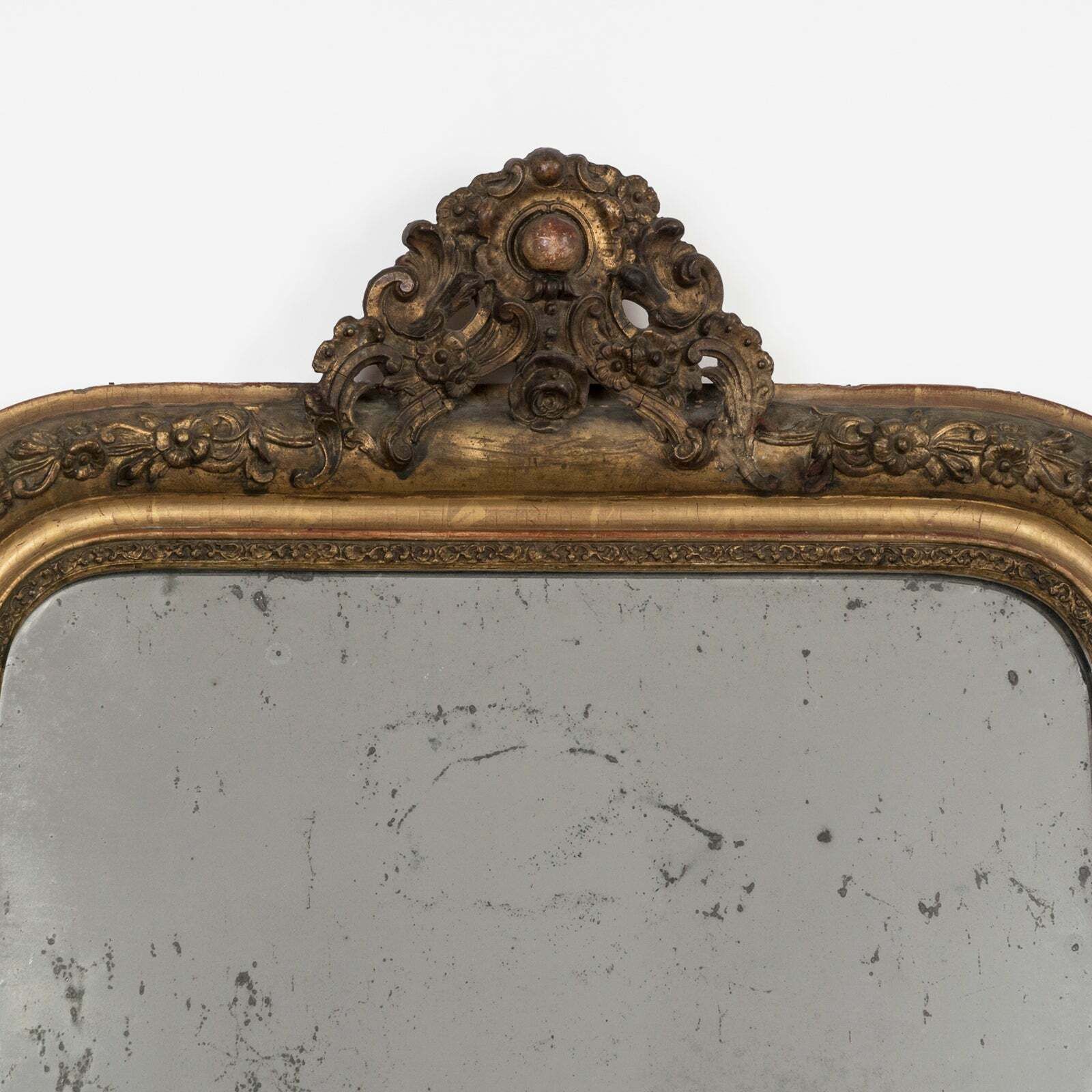 19e Eeuwse Franse Antieke Louis Philippe Spiegel Met Gevlekt Glas photo for sale