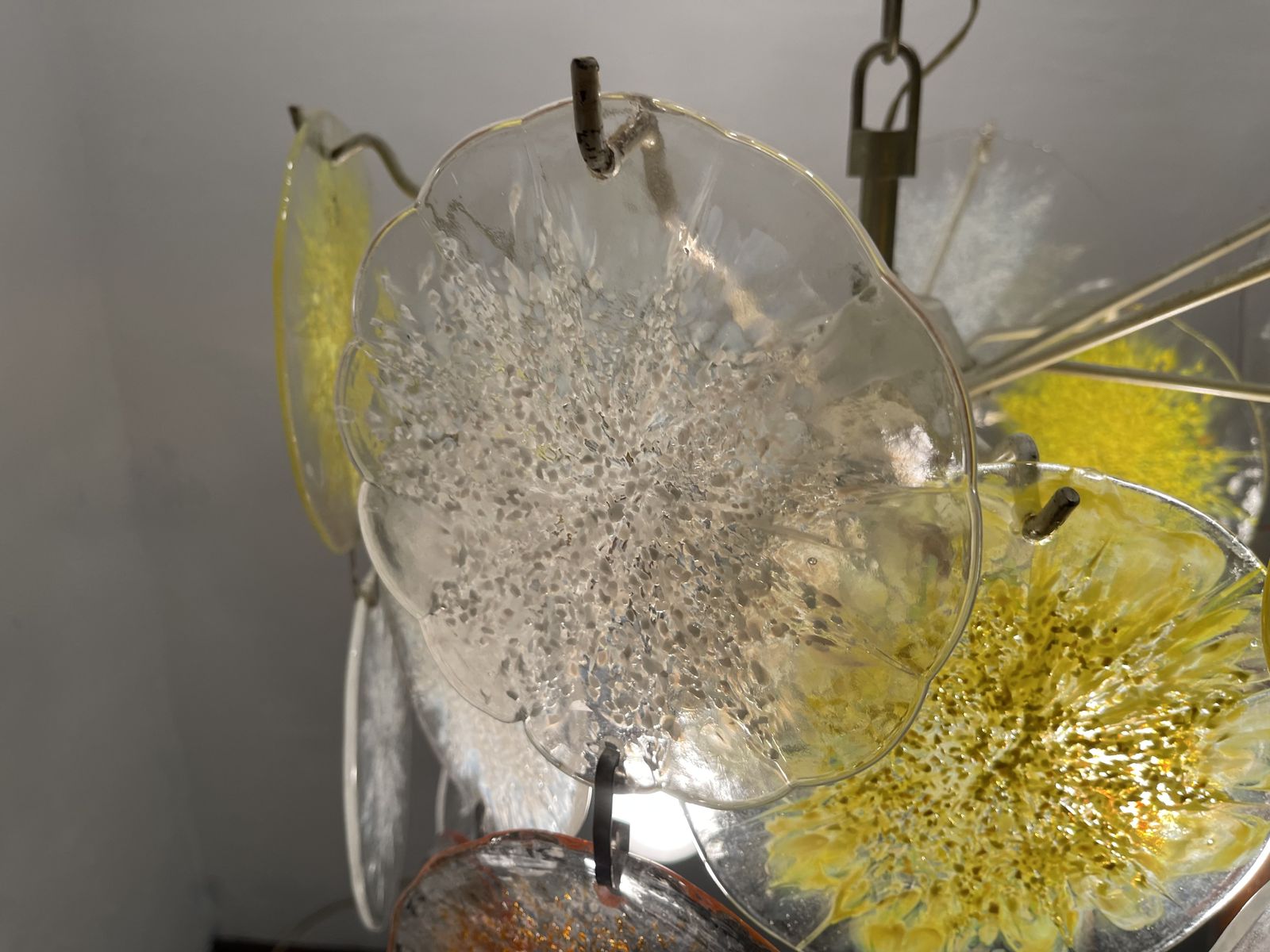 Lighting Murano Glass Disc Snowflake Chandelier 1960’s By Gino Vistosi photo