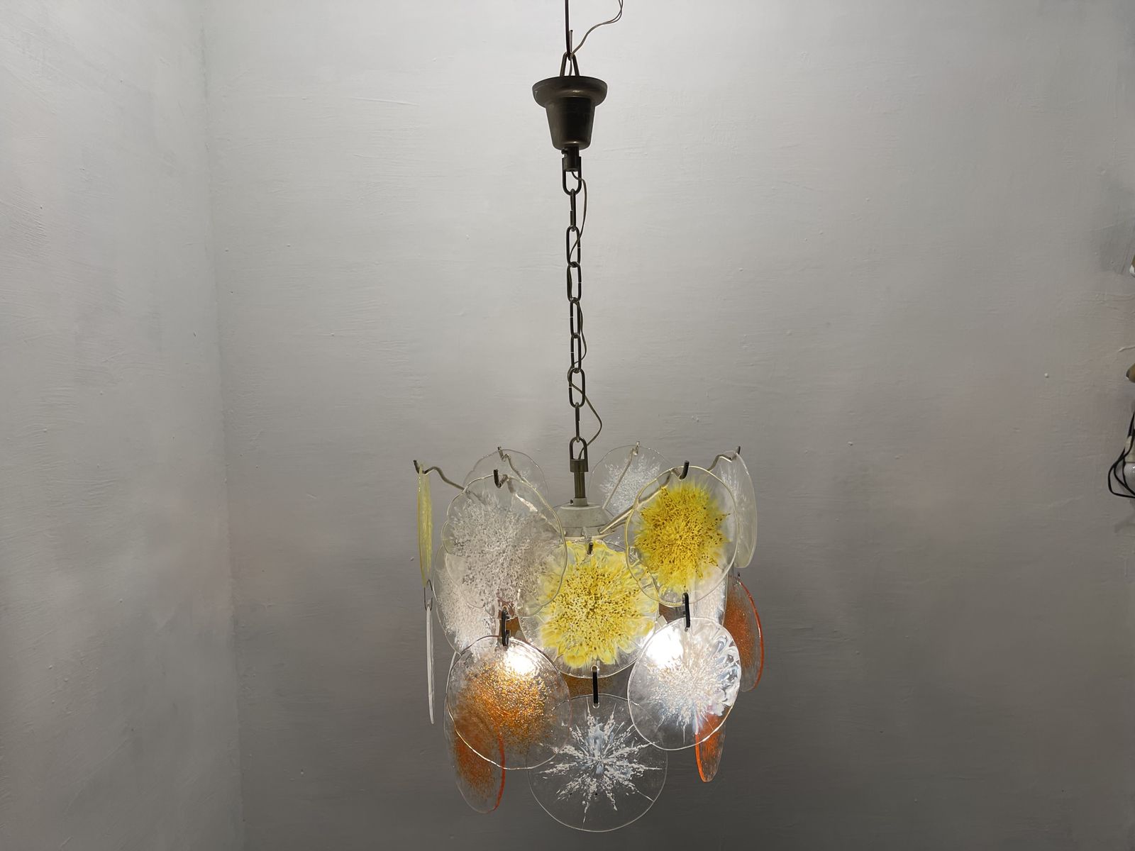 1600.0 Murano Glass Disc Snowflake Chandelier 1960’s By Gino Vistosi photo