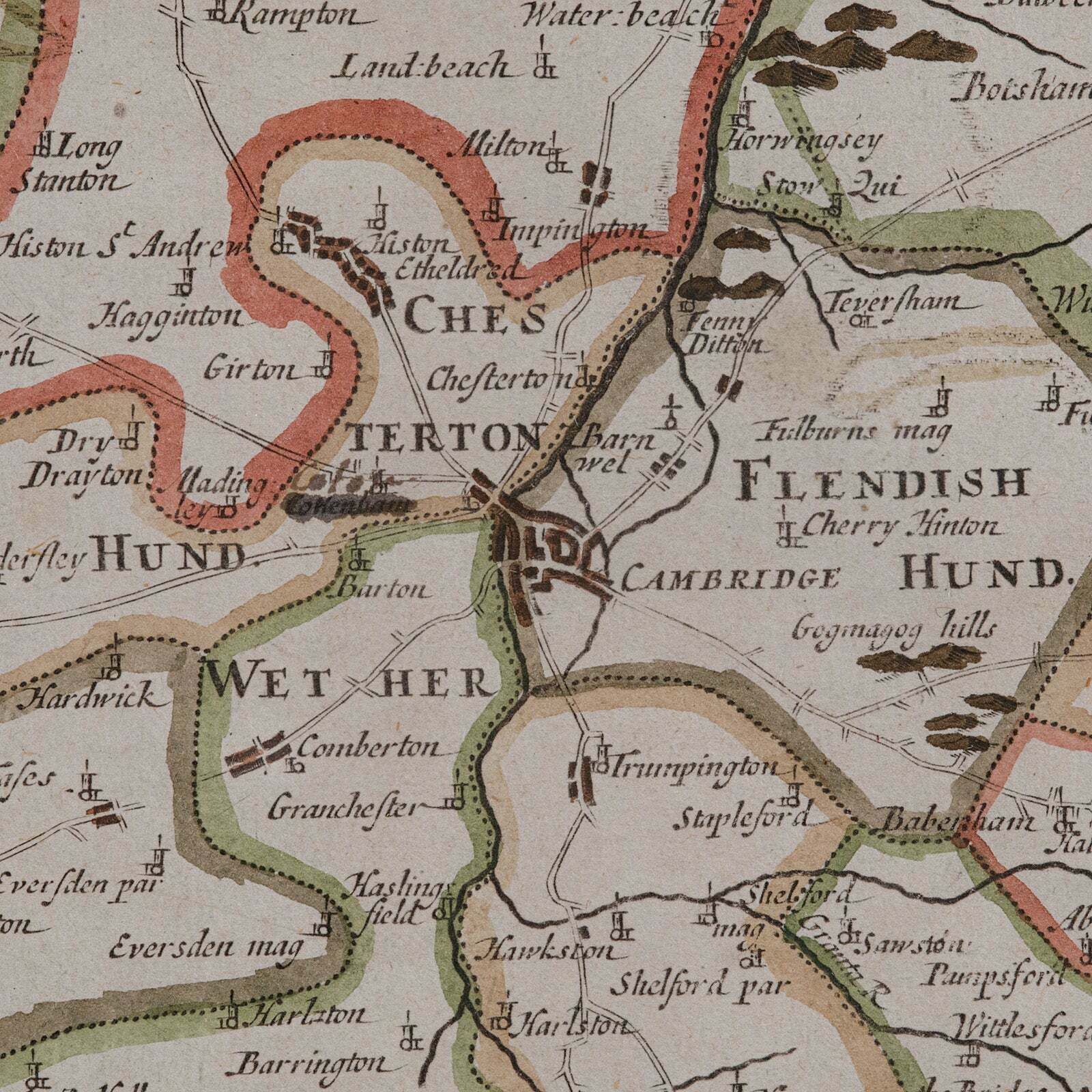 photo furniture Antique County Map, Cambridgeshire, English, Framed Cartography, Robert Morden