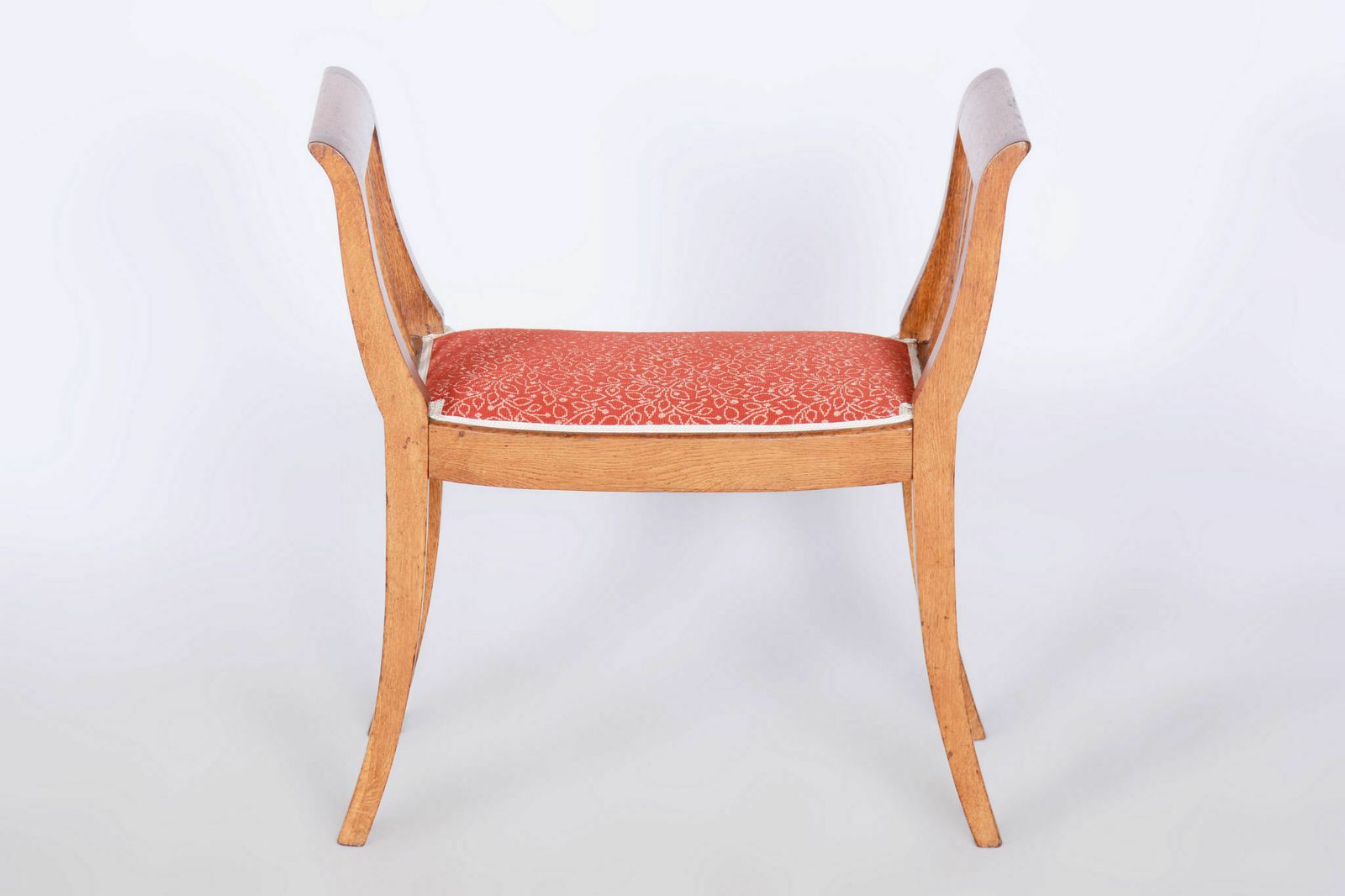 Restored Art Deco Stool, Oak, Revived Polish, New Upholstery, Czech, 1930s photo 650.0