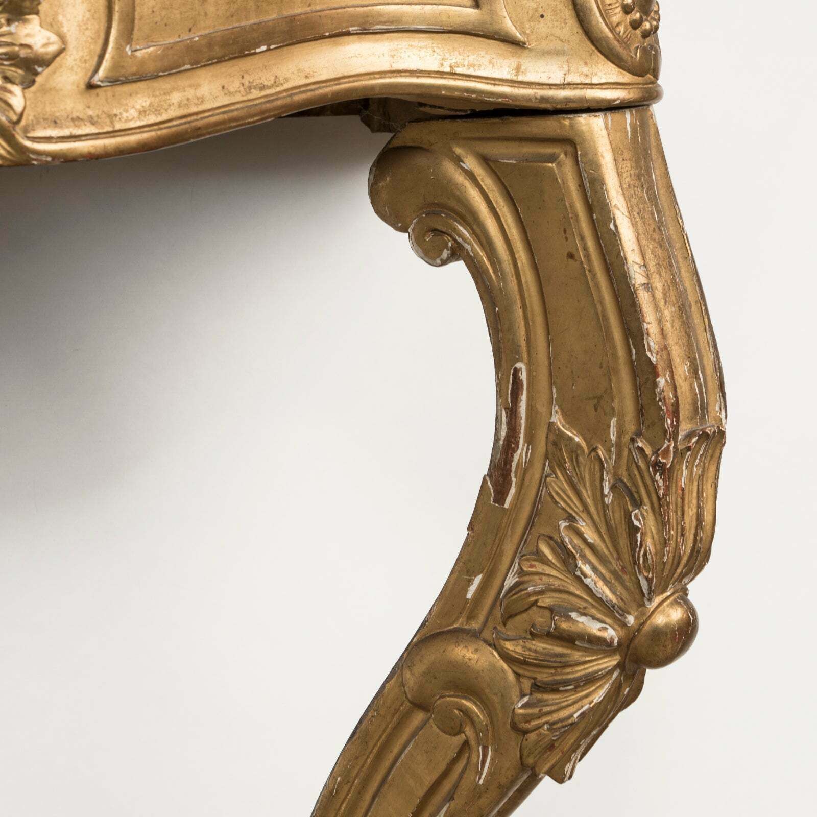 Antique French Louis XV Style Giltwood Console With Marble Top, 1800s photo 2280.0