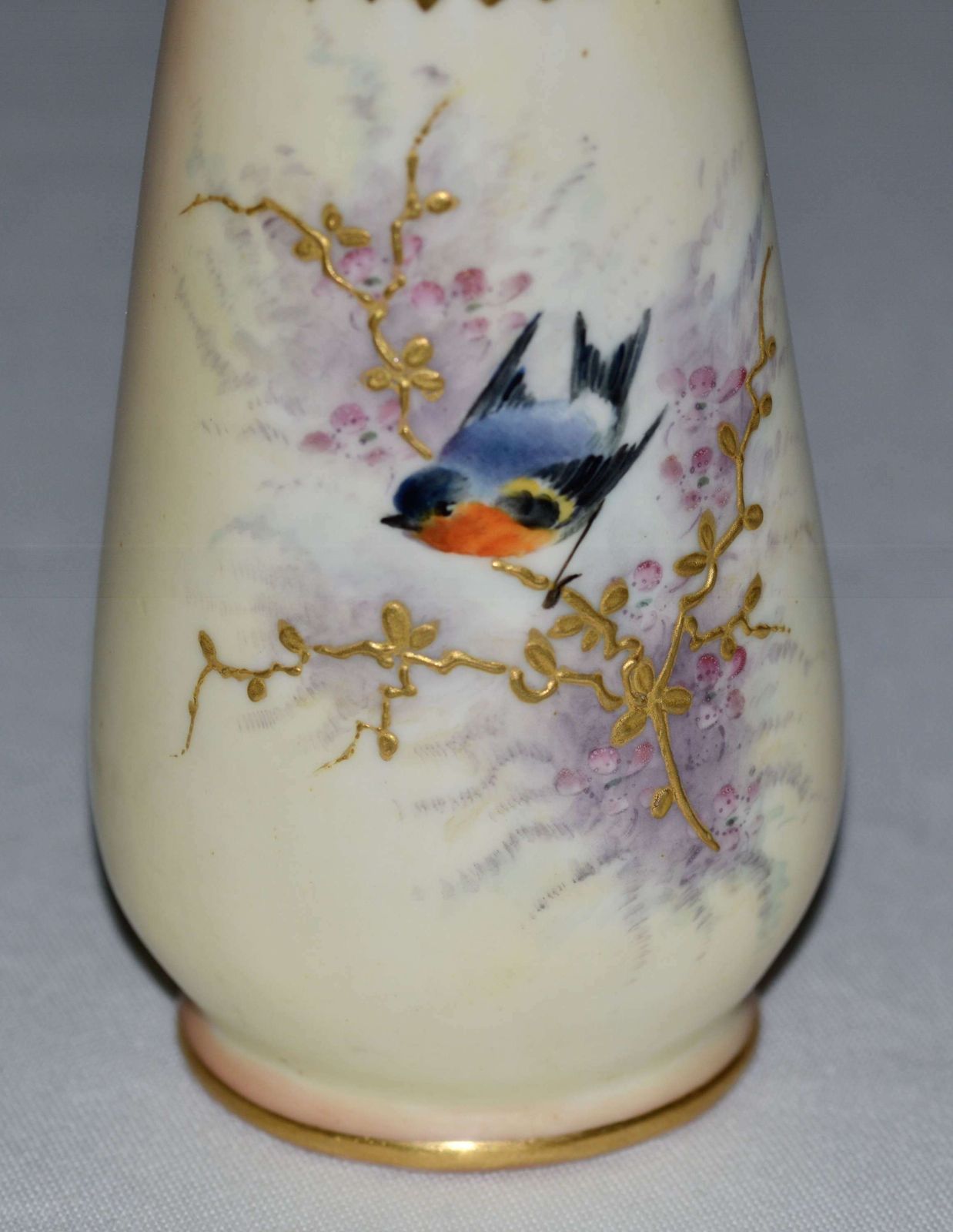 1898 1902 Locke & Co Vase, Bird + Floral Painted Decoration photo for sale