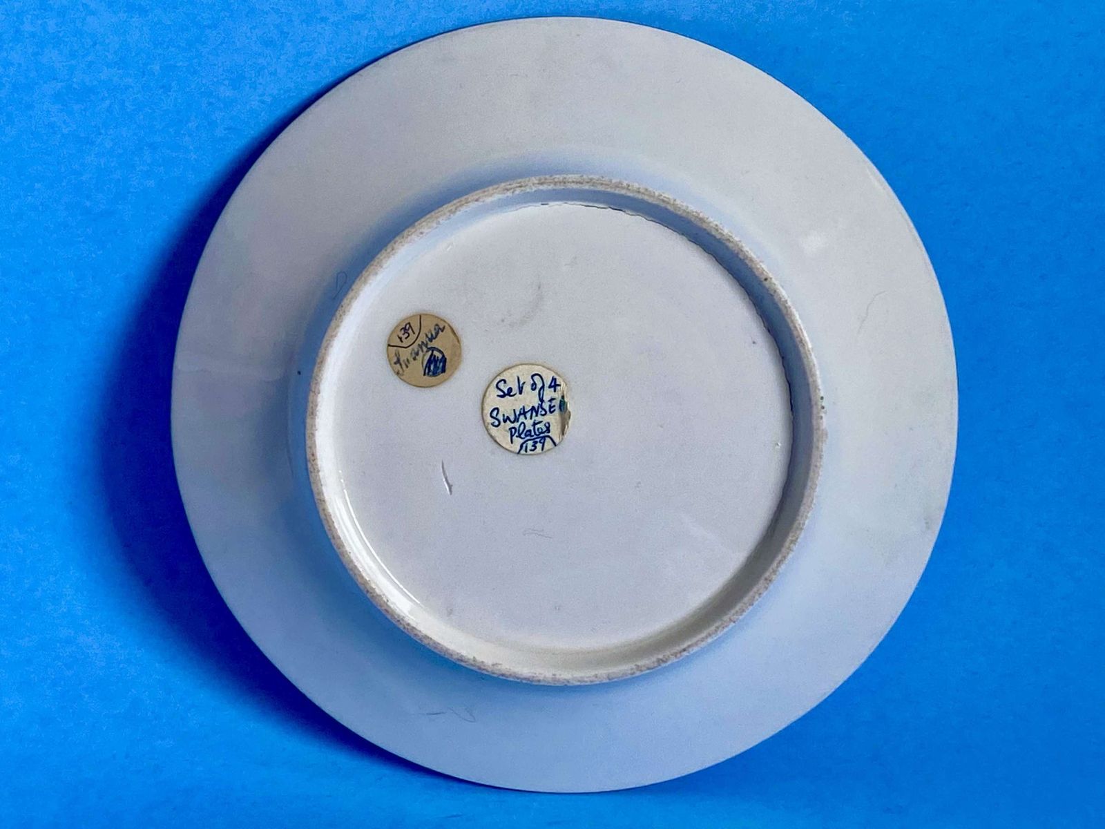 photo vinterior Set Of Four Swansea Porcelain Dessert Plates   Circa 1818 1820