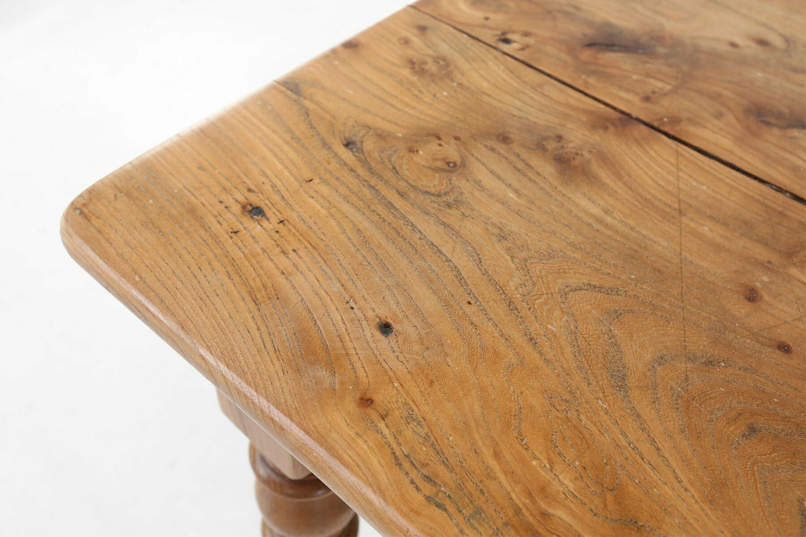 Furniture French Wabi Sabi Style Dining Table In Elm With Drawer, 1850s photo
