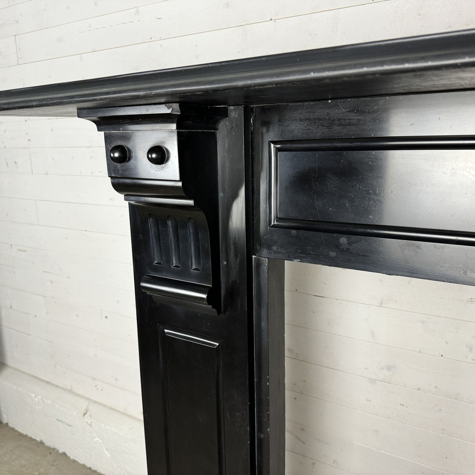 Grand Edwardian Black Marble Fire Surround With Corbels photo for sale