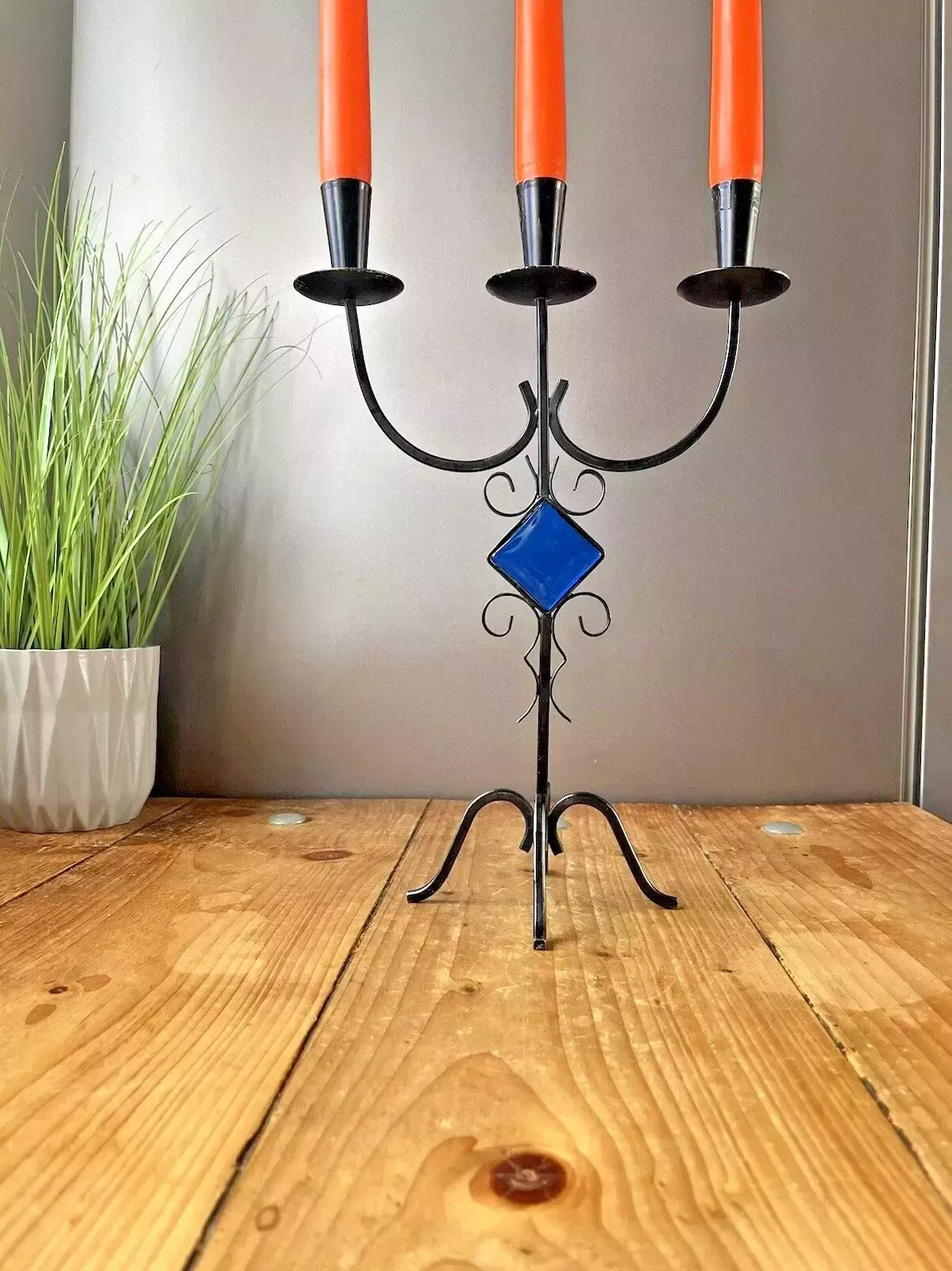 Mid Century 60's Swedish Folk 3 Candle Holder Candlestick Ystad Metall Bo Svensk photo furniture
