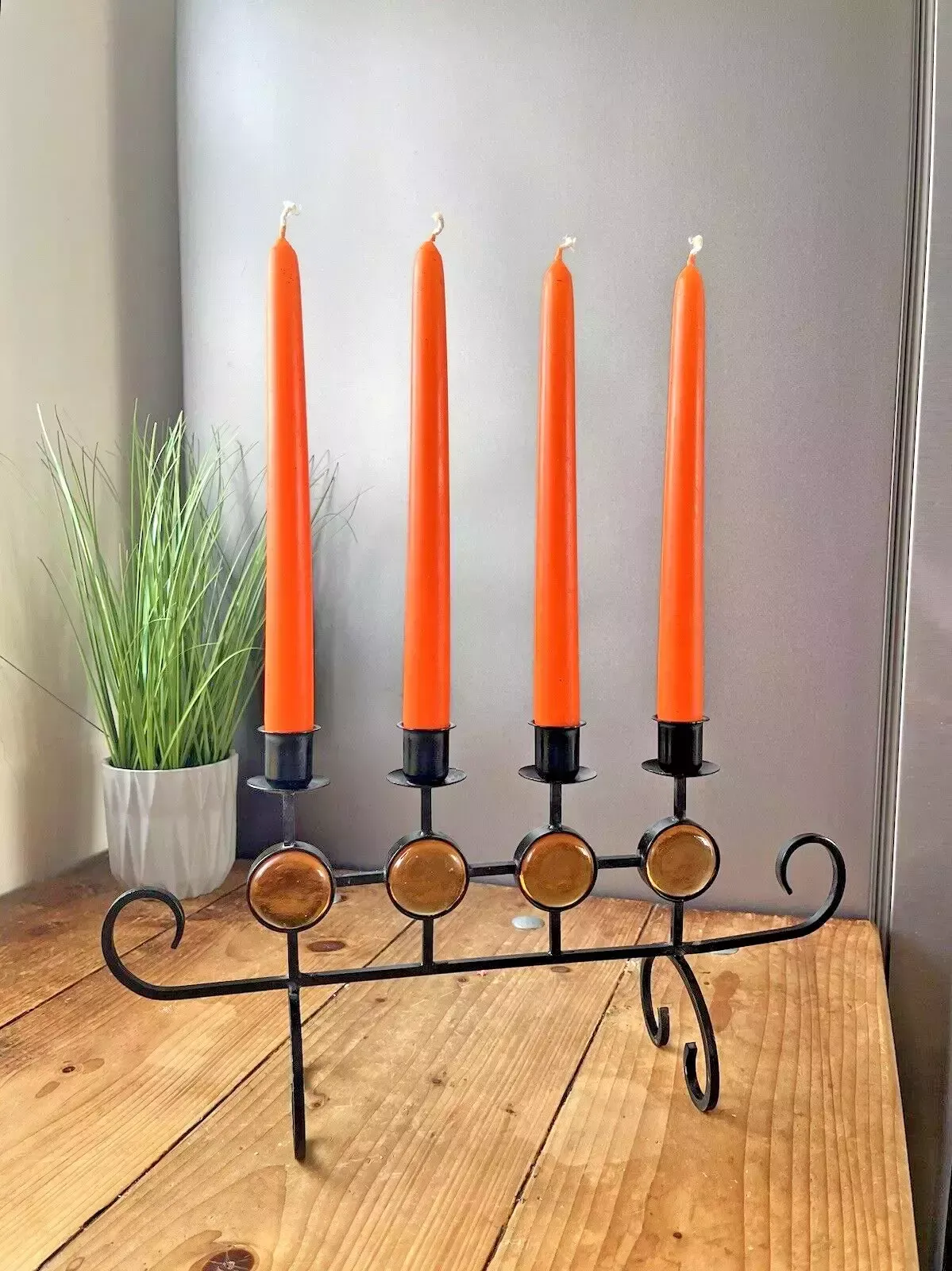 Mid Century 60's Swedish Folk 4 Branch Candle Holder Candlestick Ystad Metall photo Home Decor