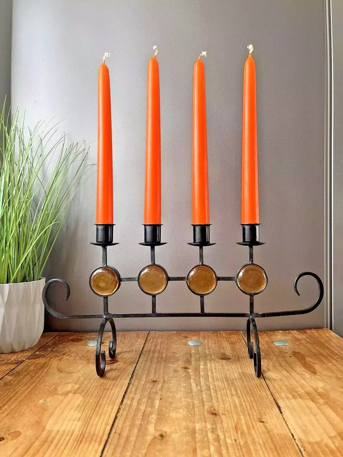 Mid Century 60's Swedish Folk 4 Branch Candle Holder Candlestick Ystad Metall photo vinterior