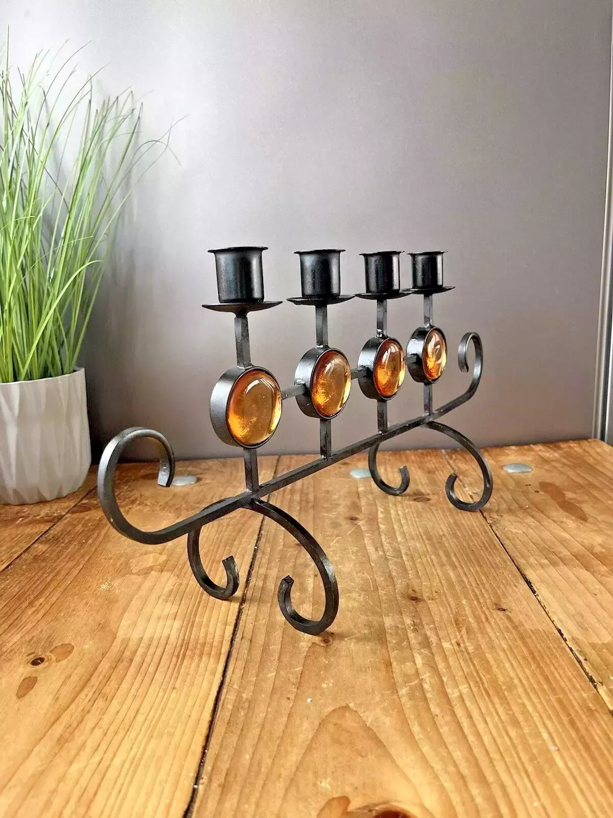 photo furniture Mid Century 60's Swedish Folk 4 Branch Candle Holder Candlestick Ystad Metall