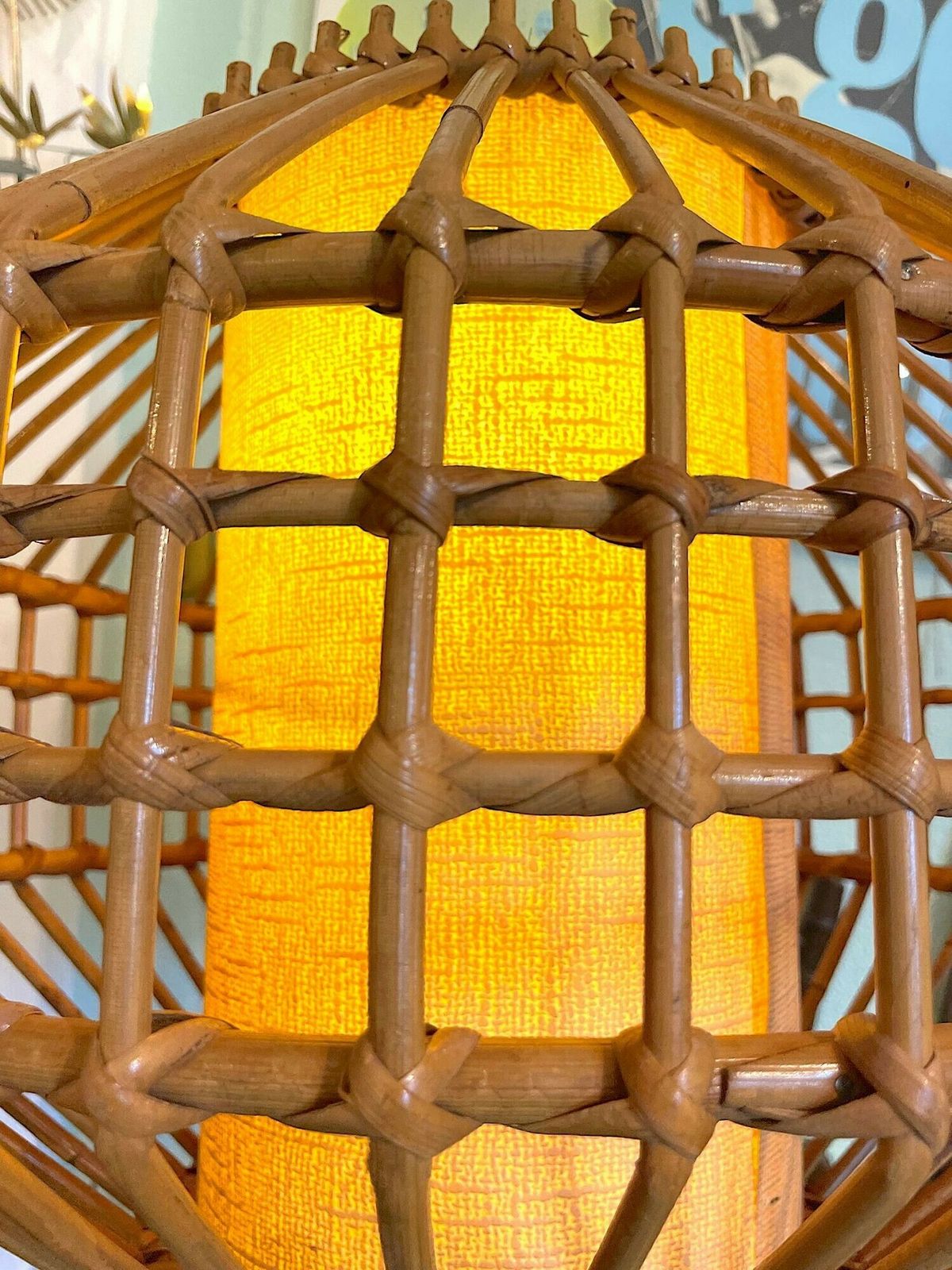 A French 1960s Woven Bamboo And Parchment Hanging Light By Louis Sognot photo Lighting