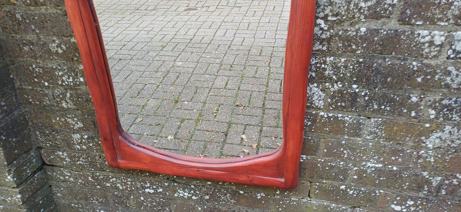 Large Thick Chunky Wooden 80s Red Painted Wall Mirror 70 X 58 Cm photo Home Decor