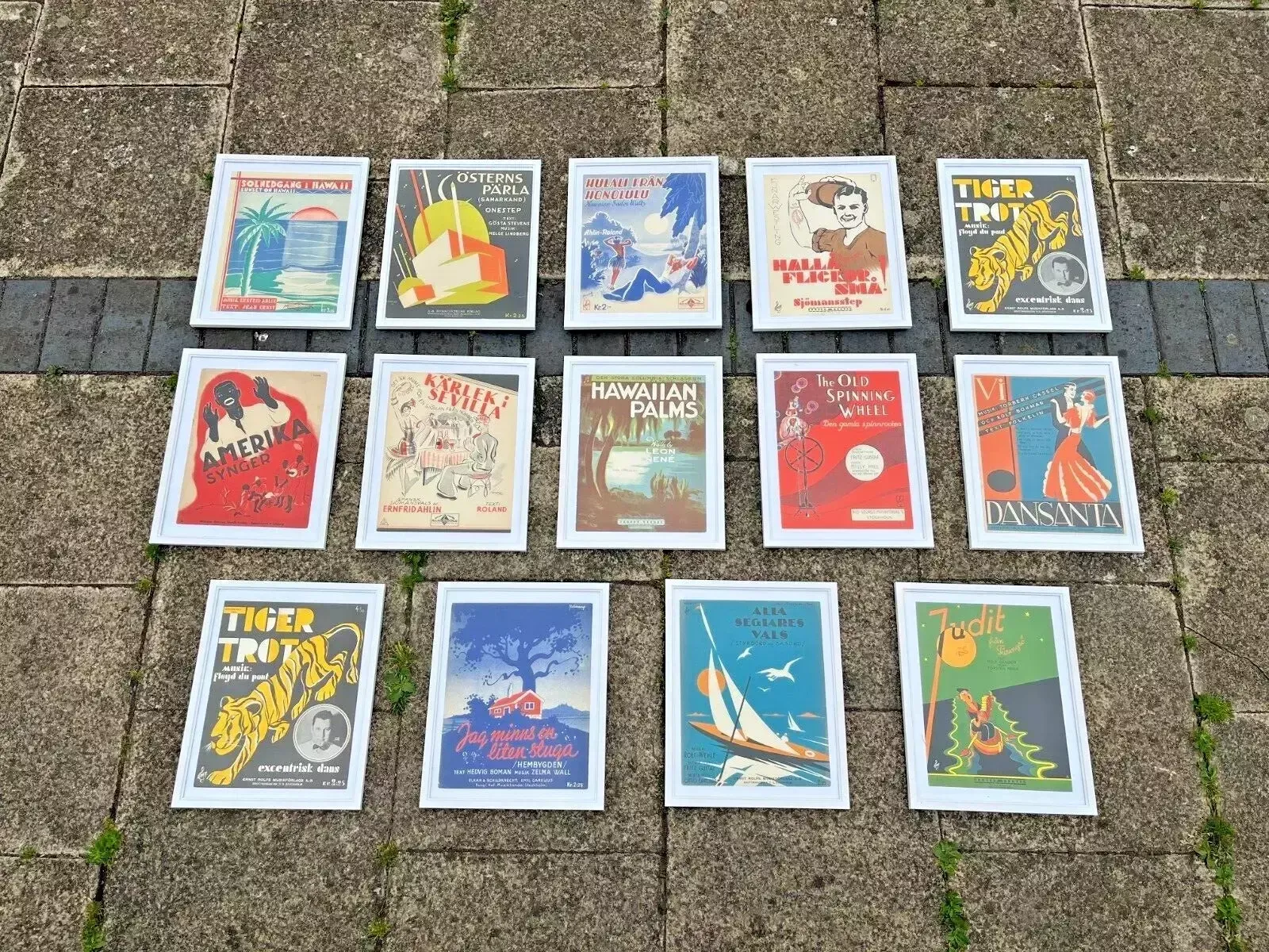1 Framed Antique Art Deco Illustrated Swedish Sheet Music Film Poster Wall Art photo for sale