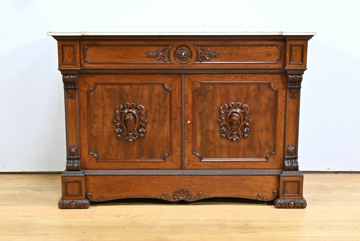 Property Writing Desk Chest Of Drawers, In Mahogany And Lemon Wood, Restoration Style – Part 1 Of The 19th Century