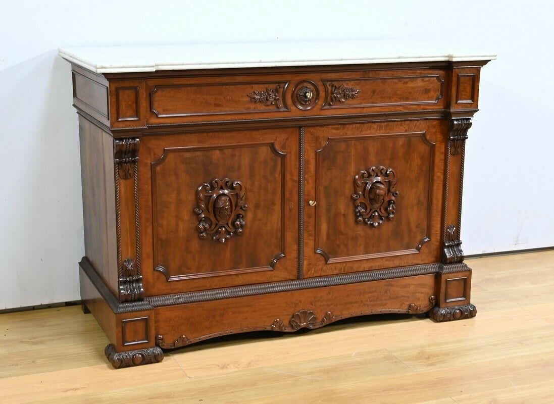 Property Writing Desk Chest Of Drawers, In Mahogany And Lemon Wood, Restoration Style – Part 1 Of The 19th Century photo furniture
