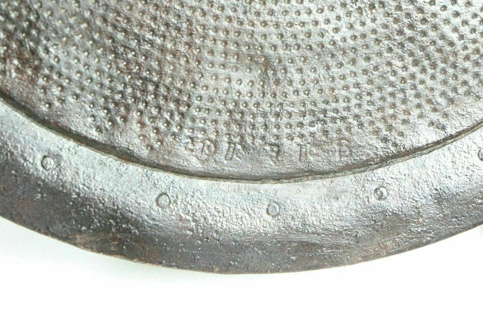 90.0 Antique Indian Ethnic Cooking Sieve Large Decorative Metal & Brass Wooden Handle photo