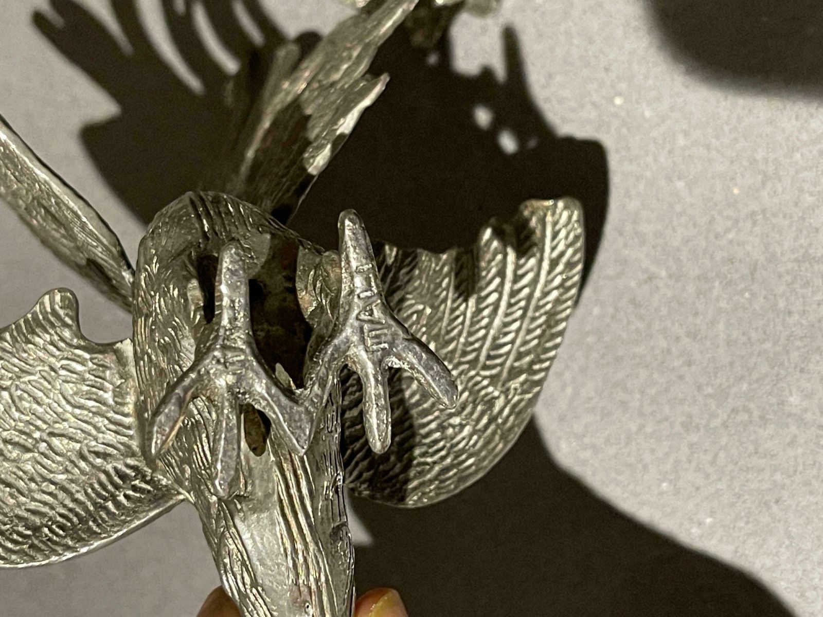 Antique Pair Of Silver Rooster Stand, Decoration Object For Home Décor photo for sale