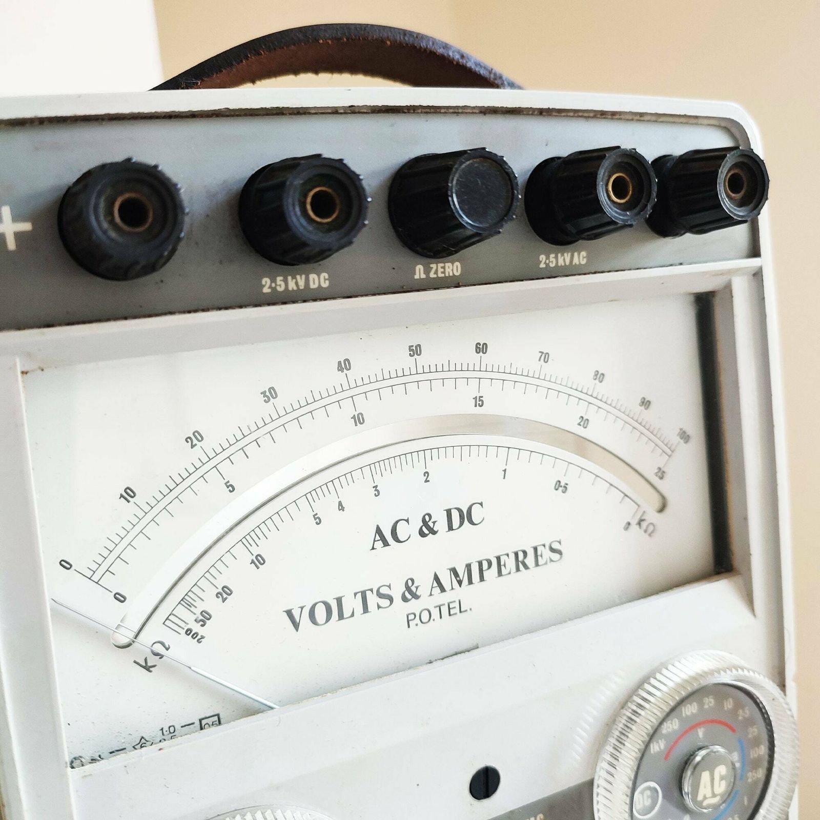 50's Post Office Multi Range Ac / Dc Volt & Amperes Multi Meter Model No. 14c W/ Leather Case   Sbm 82/5   Vintage Testing Equipment photo Home Decor