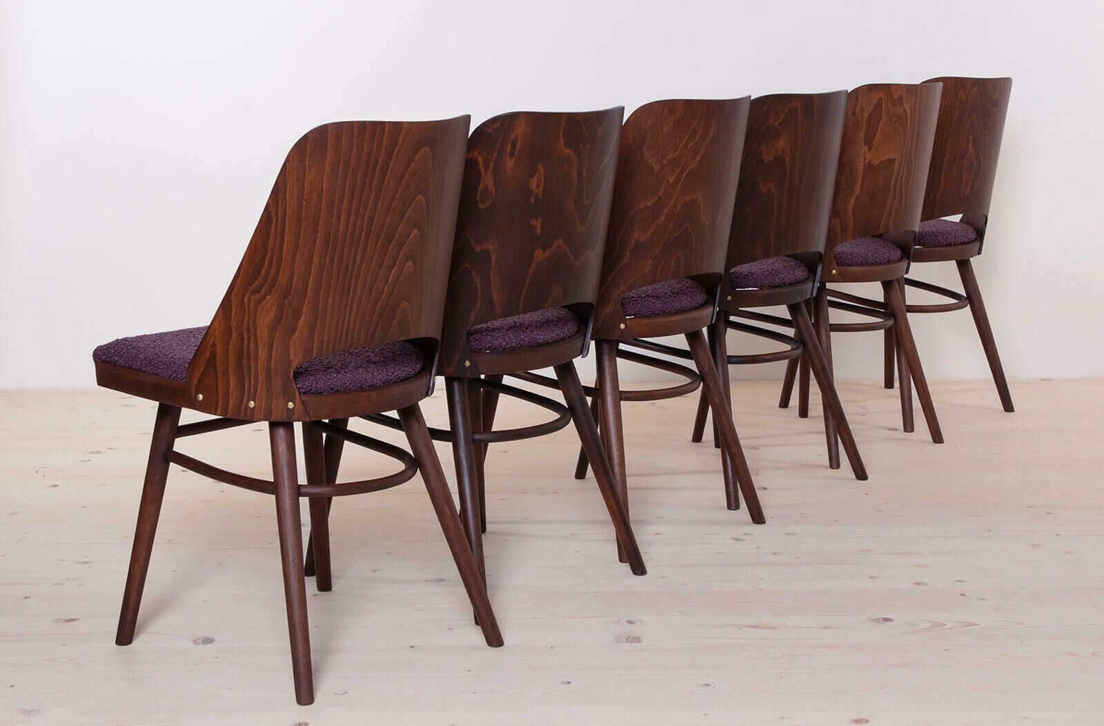 Set Of 6 Dining Chairs By R. Hofman For Ton, Model 514, 1960s, Reupholstered photo furniture