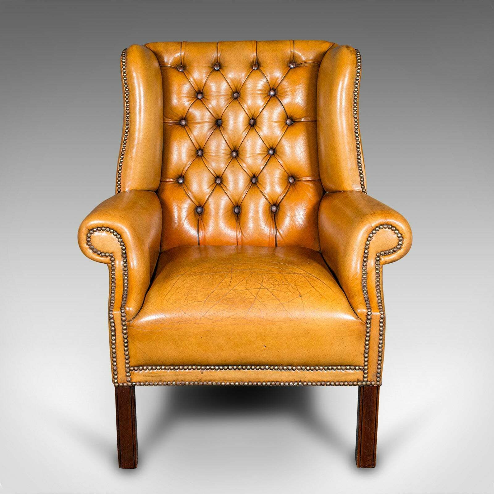 Vintage Gentleman's Club Armchair, English, Wing Back, Lounge, Georgian Revival photo furniture