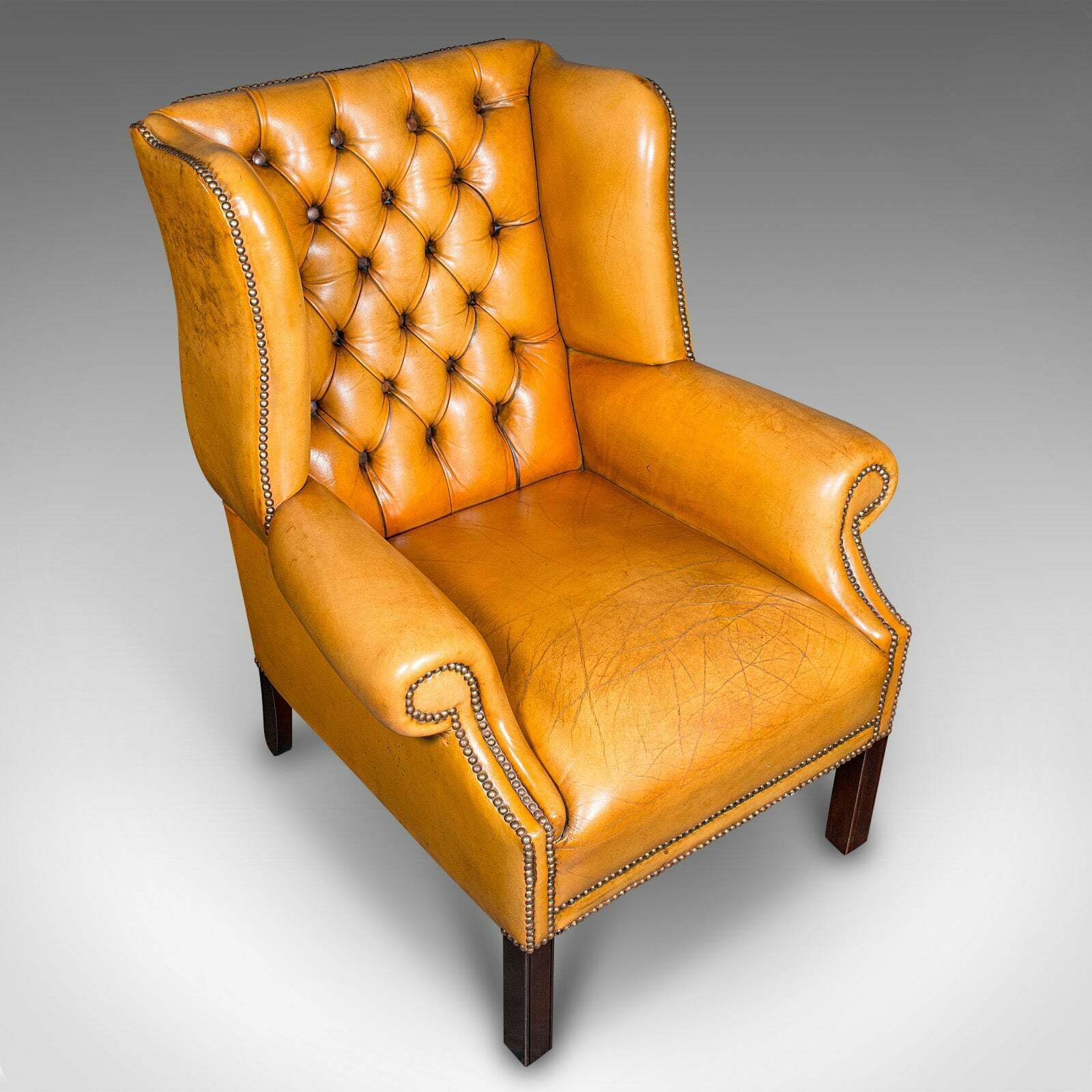 Vintage Gentleman's Club Armchair, English, Wing Back, Lounge, Georgian Revival photo vinterior