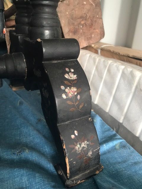 Chinosiere Desk In Black Laquered Wood With In Laid Mother Of Pearl C1900 photo for sale