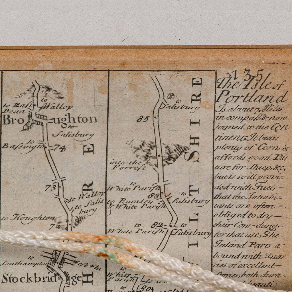 Art Antique Coaching Road Map Cranborne To Dorchester, Framed Cartography, Victorian photo