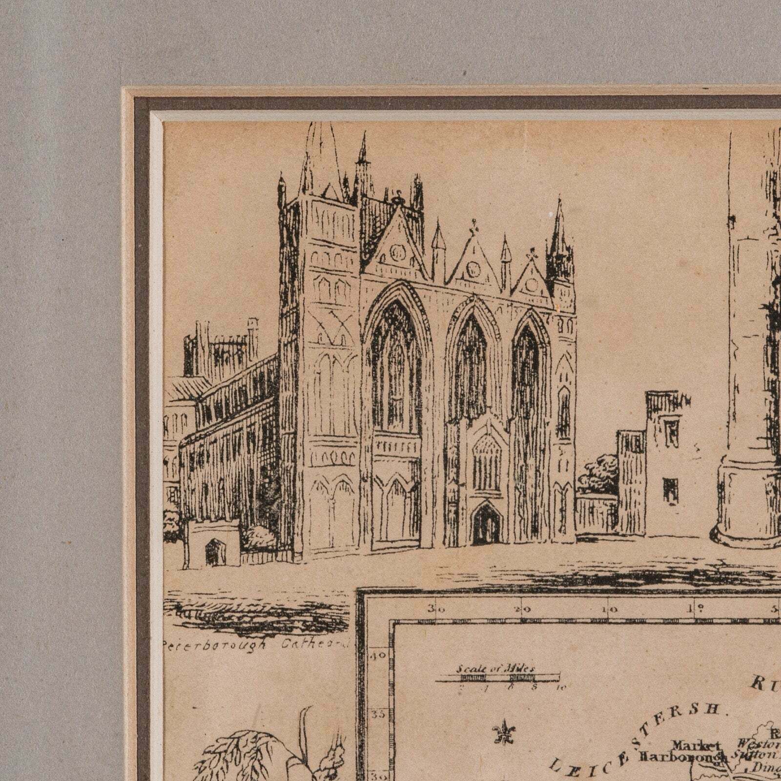 Small Antique County Map, Northamptonshire, English, Framed, Cartography, C.1850 photo buy
