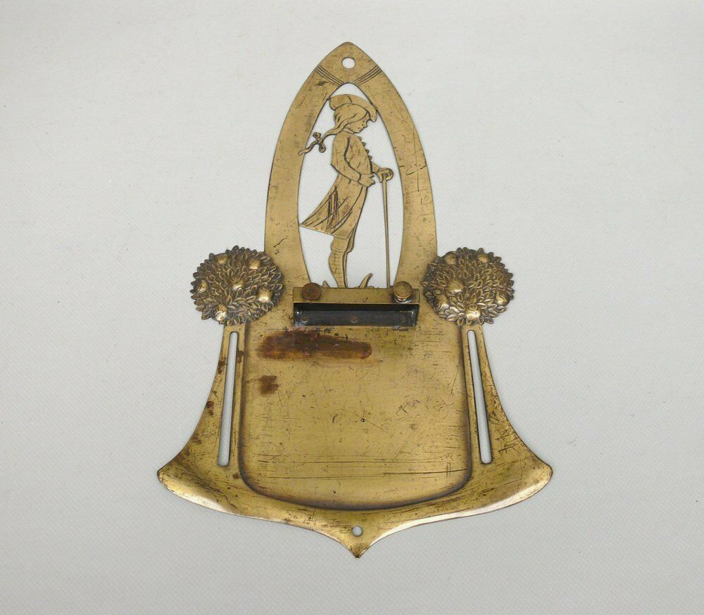 Art Nouveau Wall Mount For Tear Off Calendar In Brass, 1890s photo vinterior