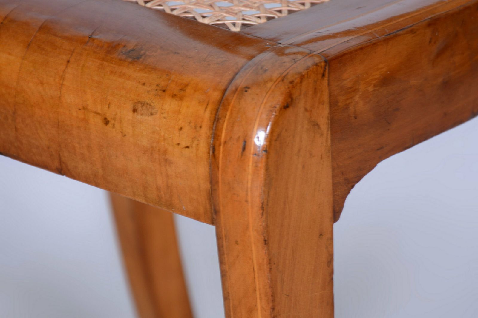 Restored Biedermeier Chair, Cherry Tree, Rattan, Revived Polish, Austria, 1830s photo 550.0
