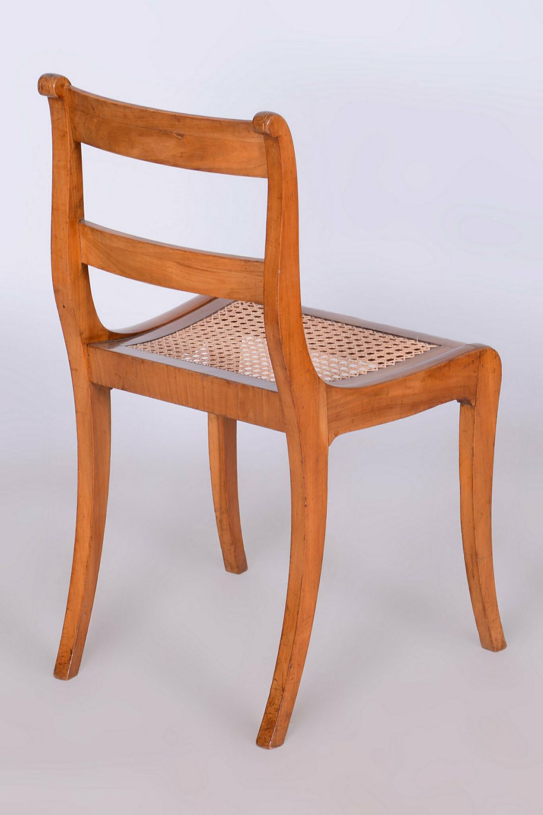 photo for sale Restored Biedermeier Chair, Cherry Tree, Rattan, Revived Polish, Austria, 1830s