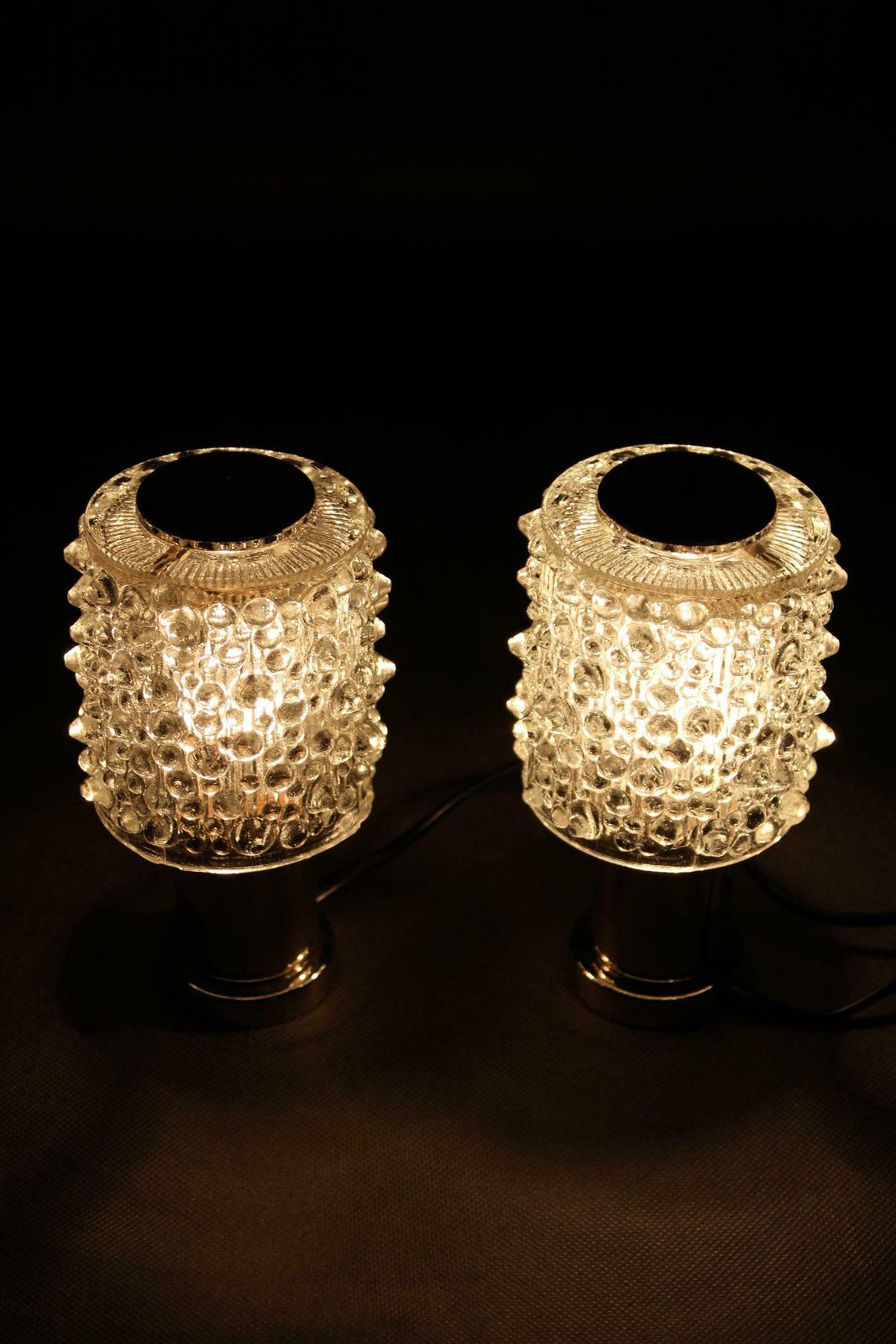 474.0 1970s Pair Of Glass Table Lamps By Kamenicky Senov, Czechoslovakia photo