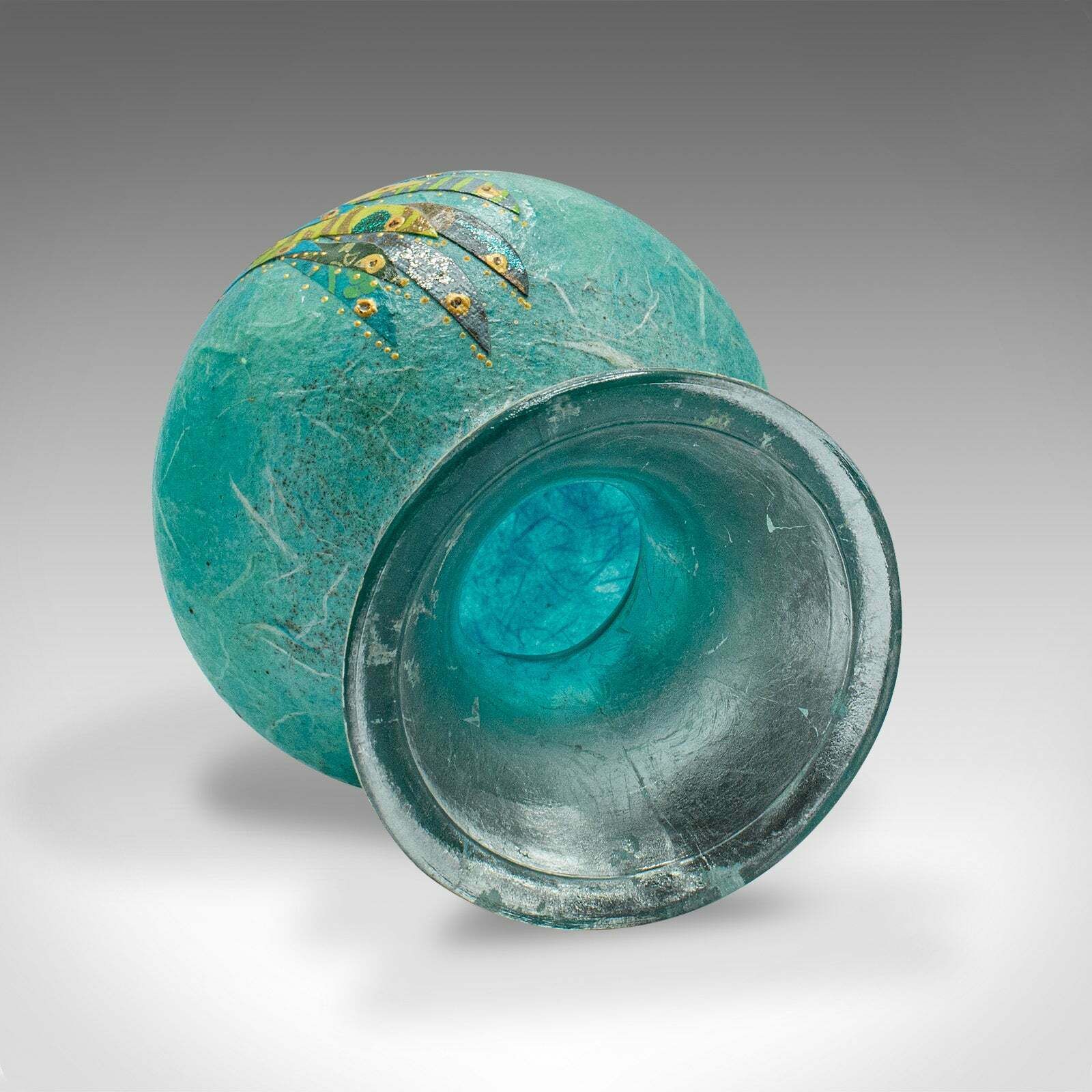 Contemporary Candle Holder, English, Art Glass, Straw Silk, Votive, Posy Vase photo vinterior