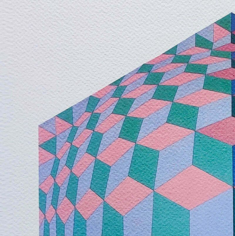 1970s Original Gorgeous Victor Vasarely Op Art Limited Edition Lithograph photo for sale