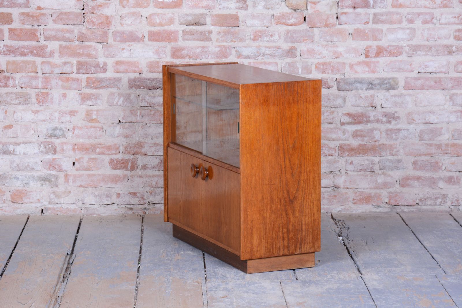 Restored Mid Century Bookcase, By Up Závody, Oak, Glass, Czech, 1950s photo 400.0