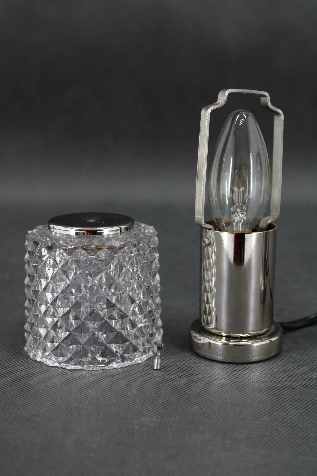 1970s Pair Of Bedside Table Glass Lamps By Kamenicky Senov, Czechoslovakia photo 474.0