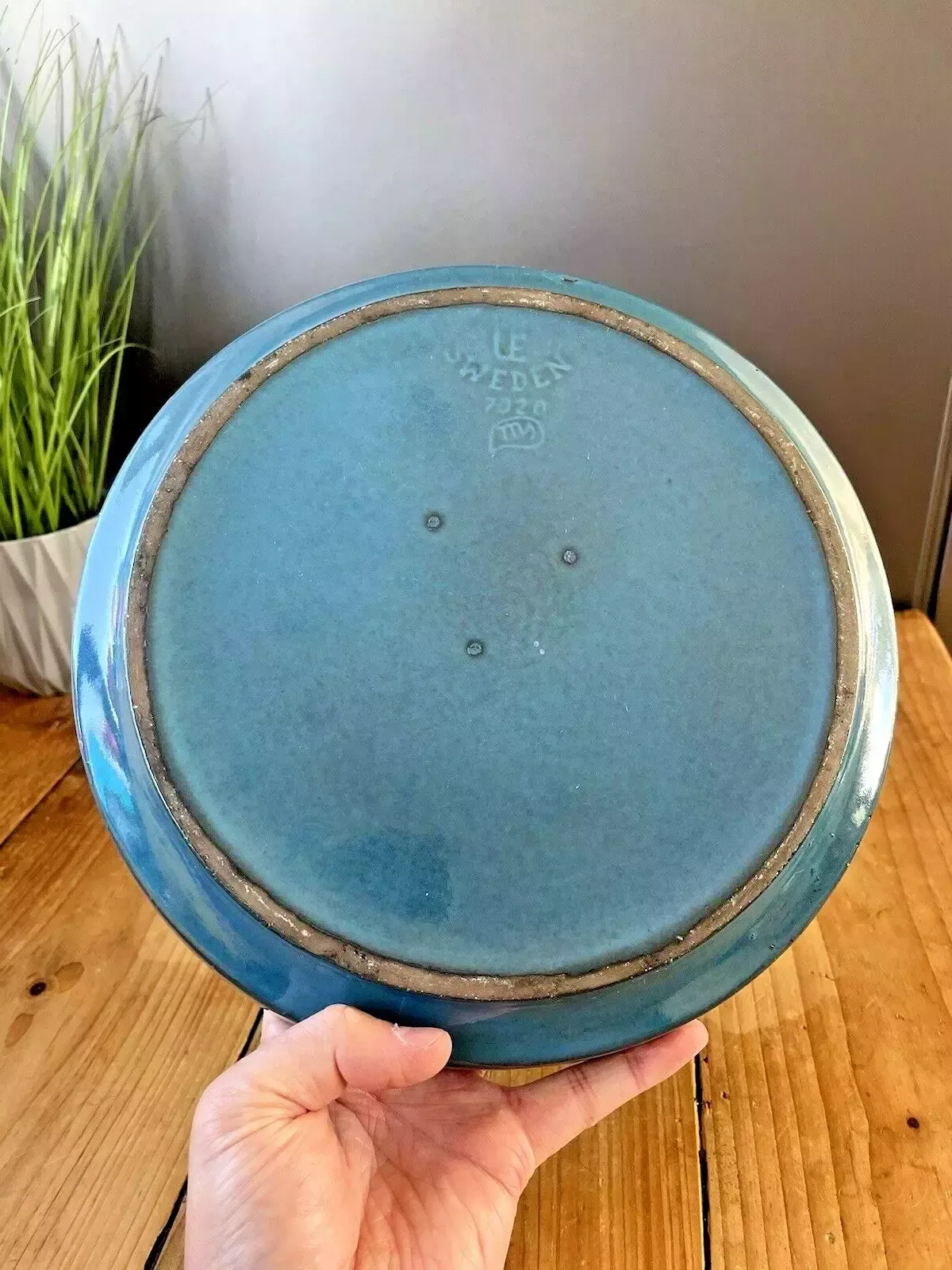 85.0 1967 Mid Century Swedish Upsala Ekeby Turkosa 7020 M Aztec Charger Dish Bowl 60s photo