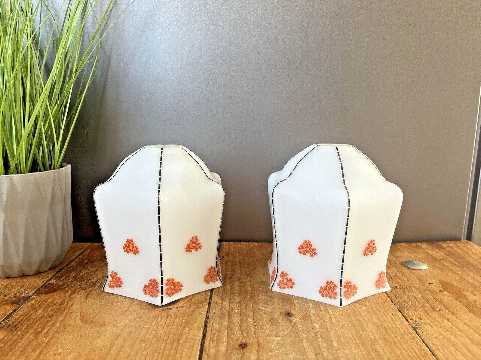 1 Lovely Art Deco Orange Floral Glass Light Lamp Shade Supastone Czechoslovakia photo Lighting