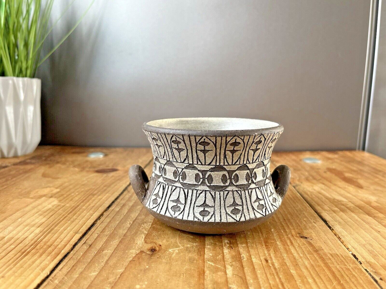 60s Mid Century Swedish Alignsas Keramik Ulla Winblad Striped Urn Vase Dish Bowl