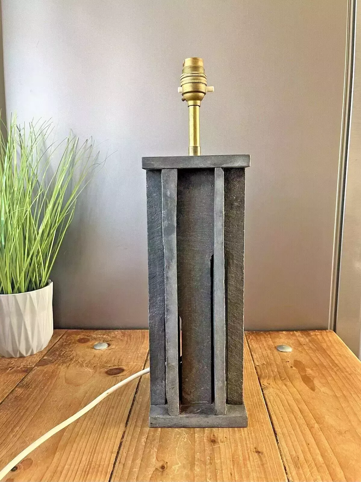 150.0 Unusual Rustic Vintage Welsh Slate Table Desk Lamp Base Country House Farmhouse photo