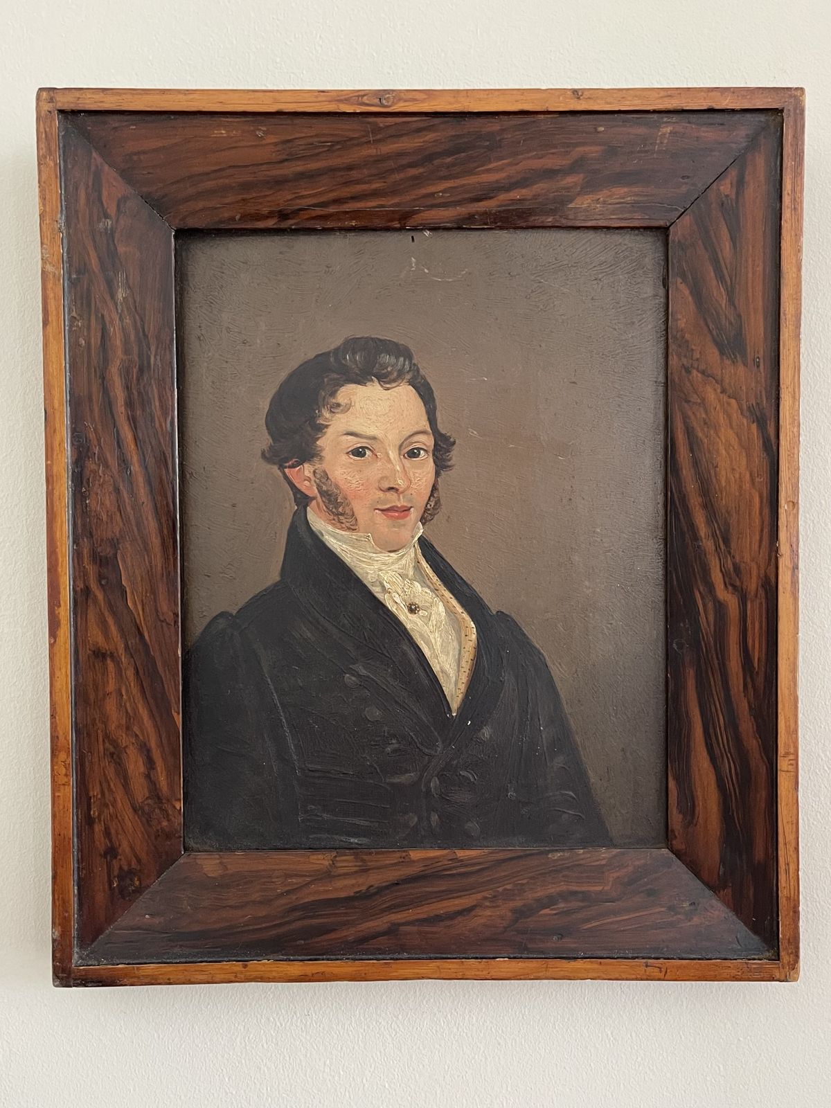 Period Male Female Oil On Panel Pair Of Portraits Antique Scumble Frame Welsh Naive Folk. photo furniture