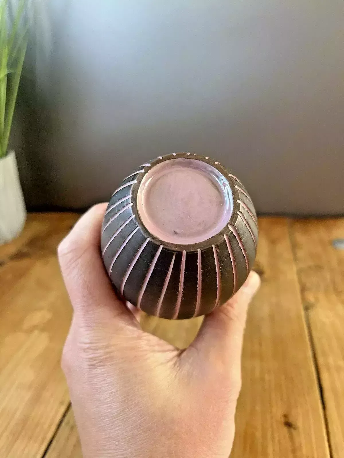 70's Mid Century Modern Swedish Gabriel Lido Pinstripe Rockabilly Sgraffito Vase photo buy