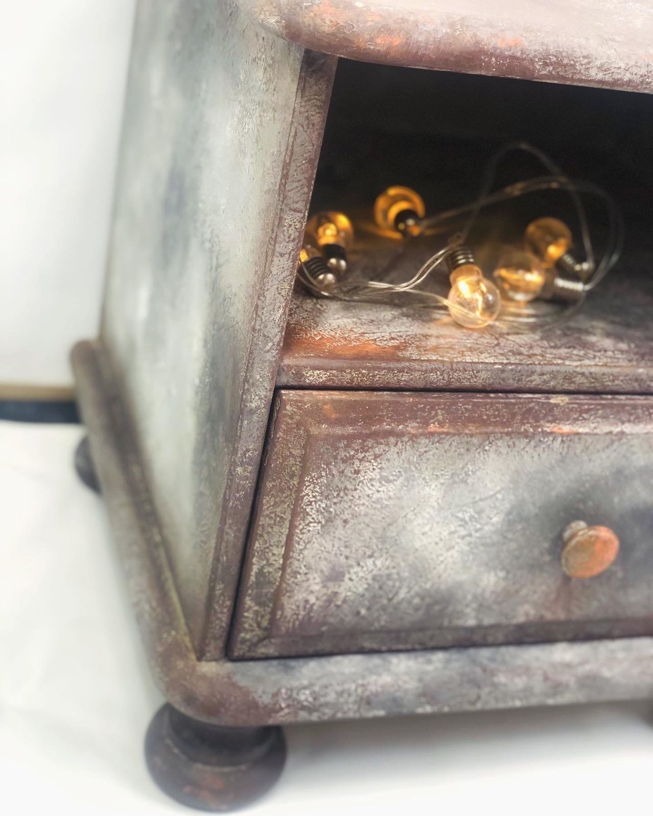 Rusty Metal Paint Effect Bedside Cabinet By Paint Kitchen photo vinterior