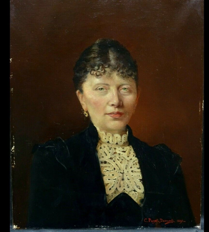 19thc.Signed Oil Portrait Of A Parisienne. photo furniture