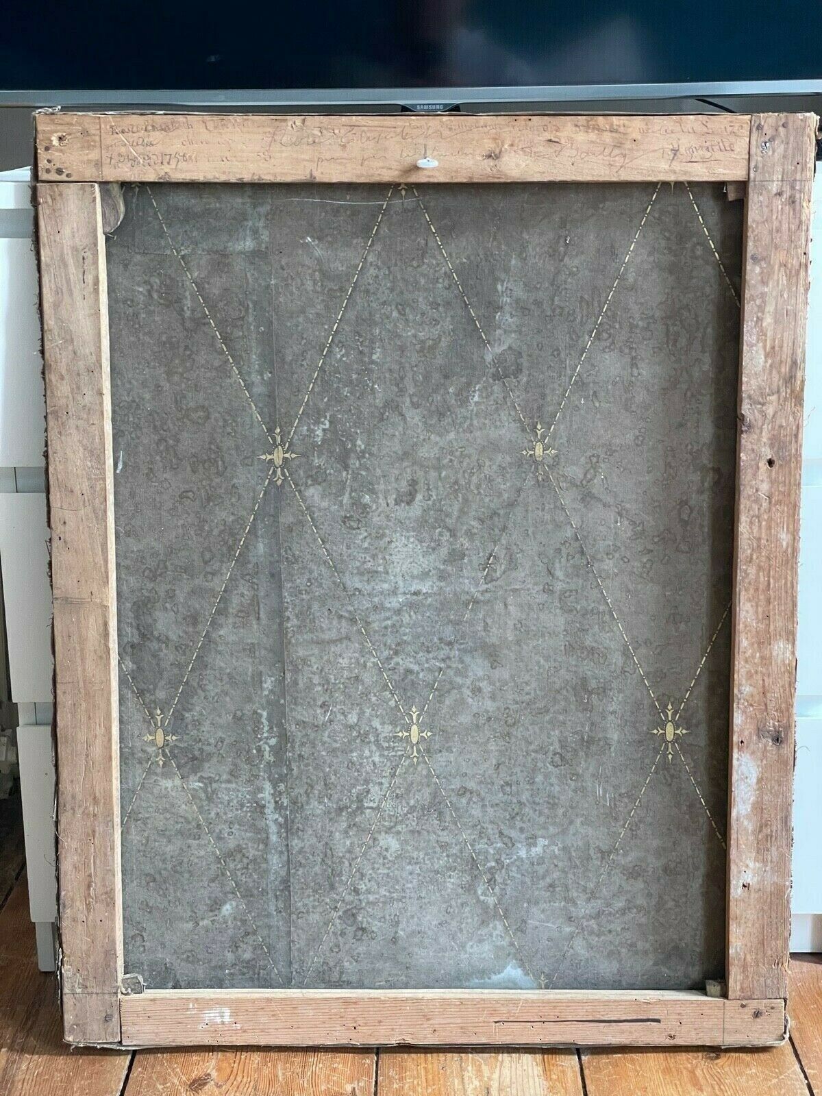 photo furniture Signed Oil Portrait Of French Woman Dated 1753
