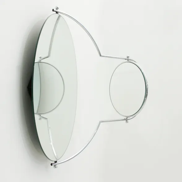 Home Decor Articulating 'Specchio Due' Double Wall Mirror With Swivel Arm, 1984, Mirrored Glass, Chrome By Rodney Kinsman For Bieffeplast, Italy photo