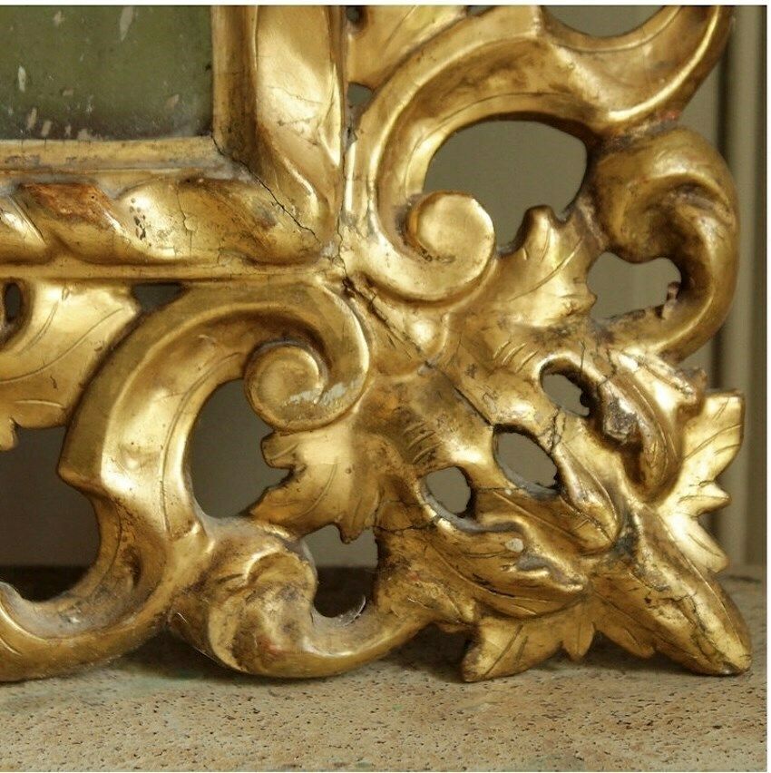 Early 19th C. Mirror From Italy In Carved & Gilded Limewood Frame photo 1350.0